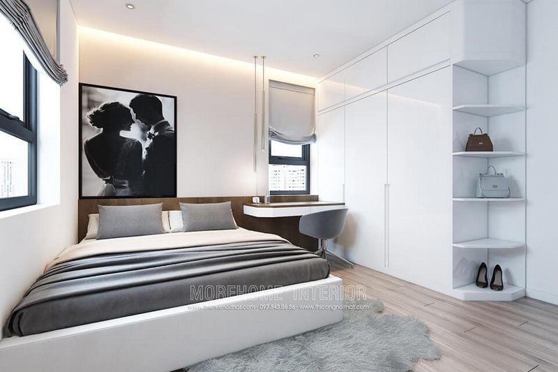 Màu trắng trong phòng ngủ giúp con người cảm nhận được sự thân thiện và thư giãn.