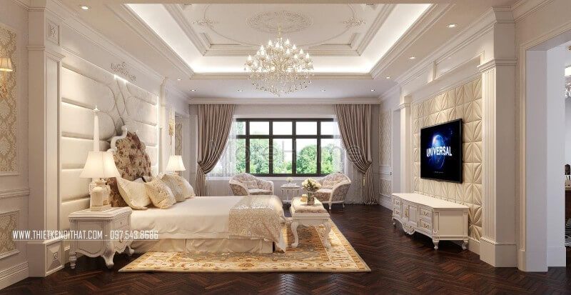Nội thất phòng ngủ biệt thự, chung cư cao cấp được trang trí theo phong cách sang trọng.